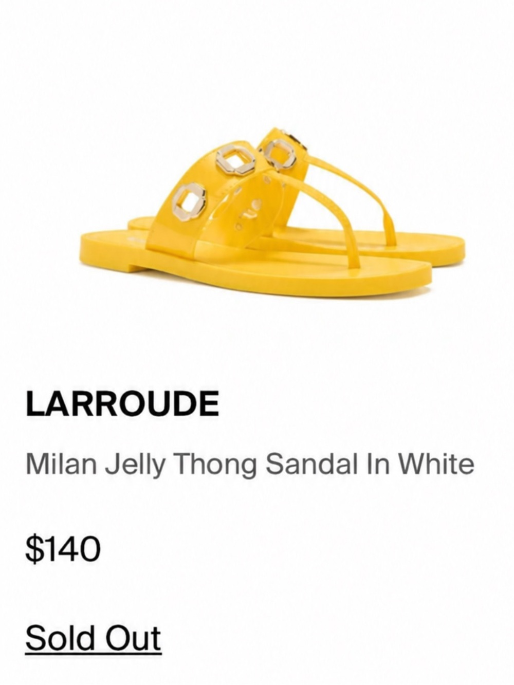 Larroude Milan S Sunshine PVC Yellow Jelly Cutout Slide Sandals . Size 9